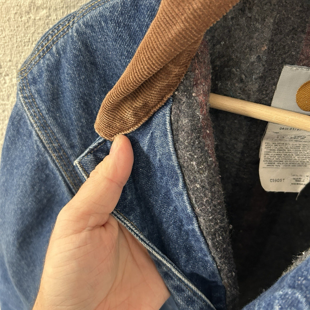 Vintage Carhartt Blanket-Lined Denim Chore Coat “Darkstone” C59 DST Men’s Small