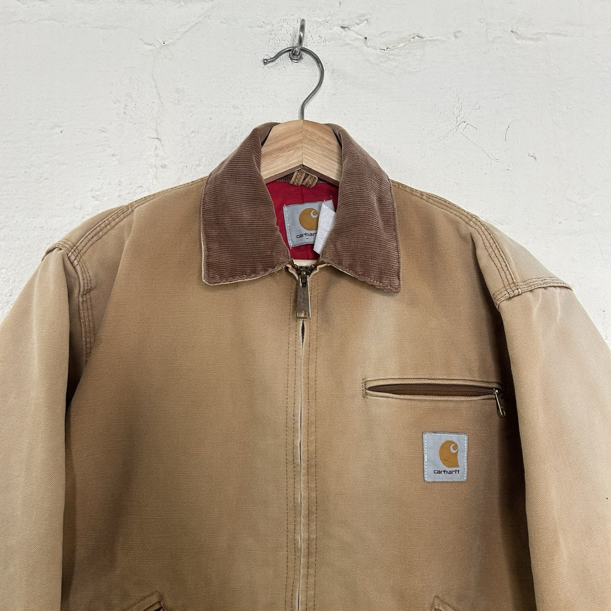 Vintage Faded Carhartt Quilted Detroit Jacket “Tan Red” 6QLJ