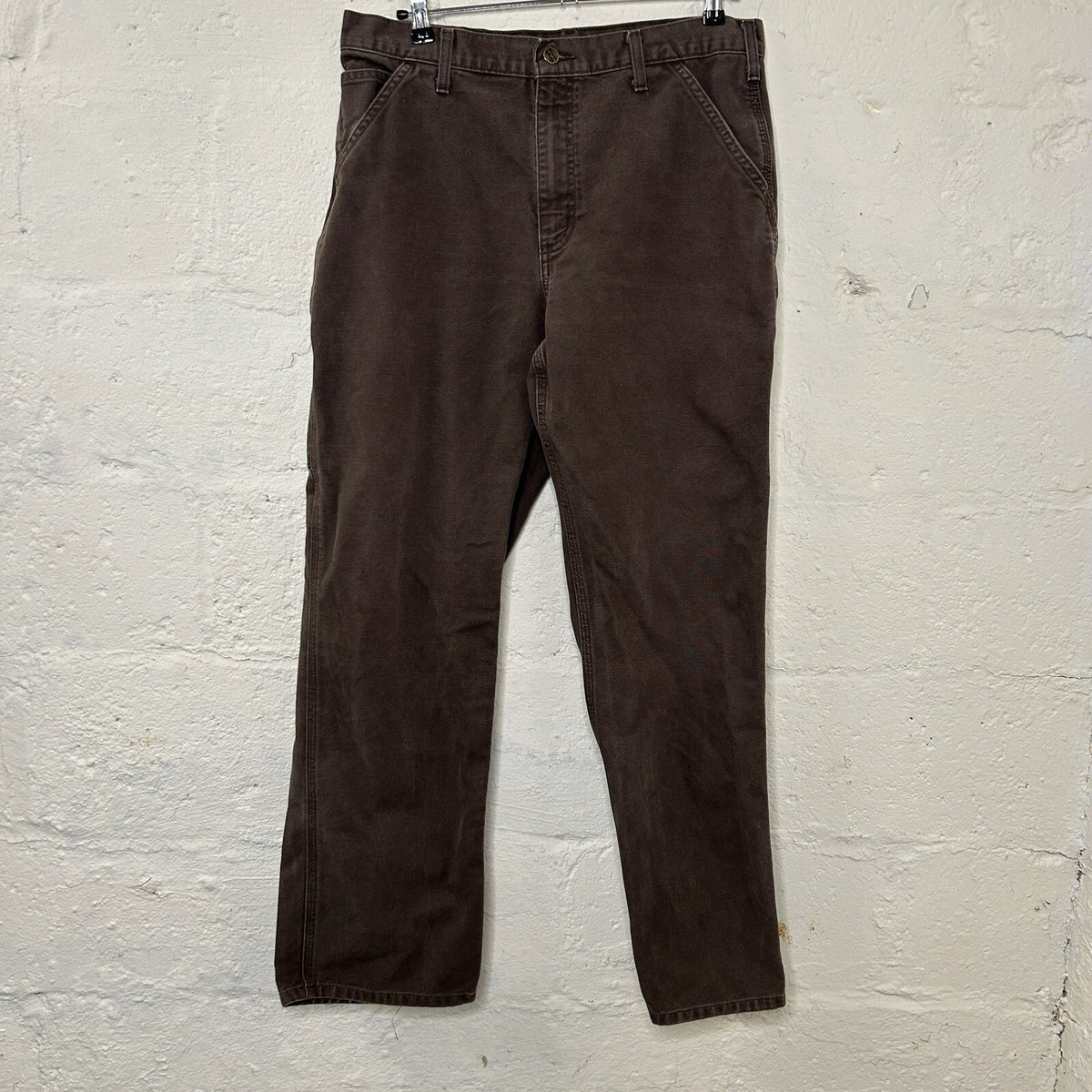 Vintage Carhartt Carpenter Dungaree Fit Work Pants “Dark Brown” B11 DKB 35x32