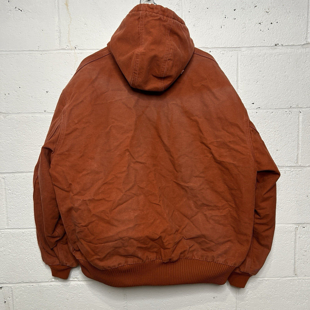 Y2K Carhartt Quilted Hooded Active Jacket “Red Orange” J130 RDO Mens 2XL