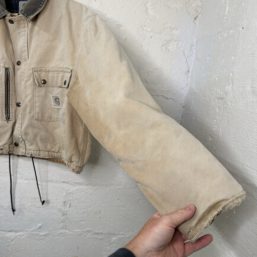 Vintage Carhartt Wool-Lined Cropped Duster Coat “Sand” Men’s Small
