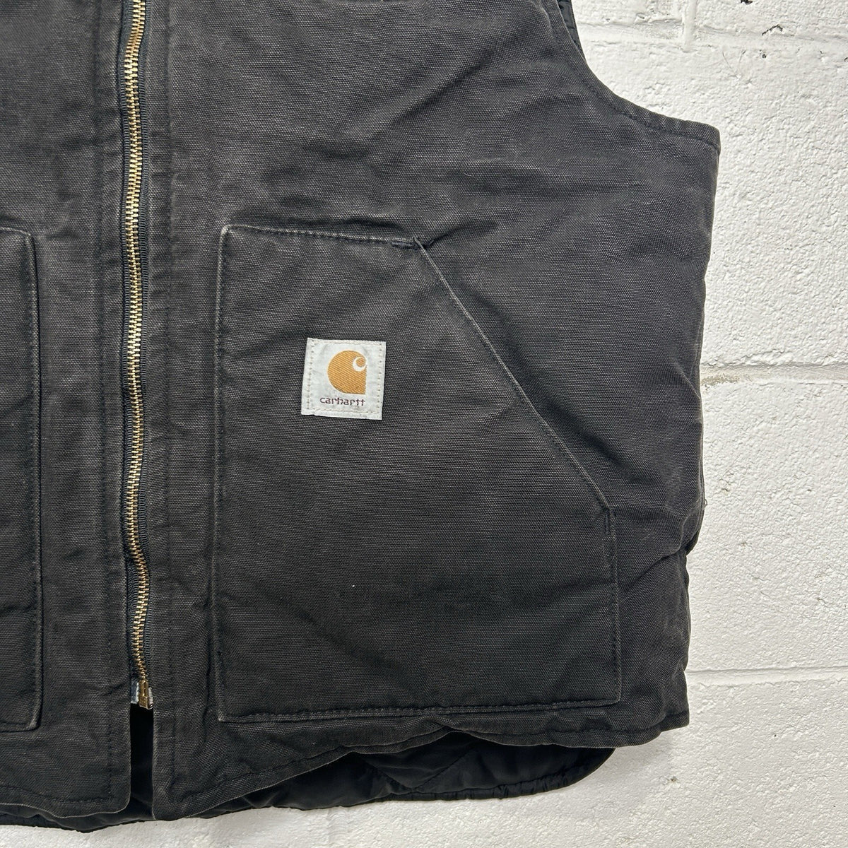 Vintage Faded Carhartt Quilted Canvas Artic Vest “Black” V01 BLK Men’s X-Large