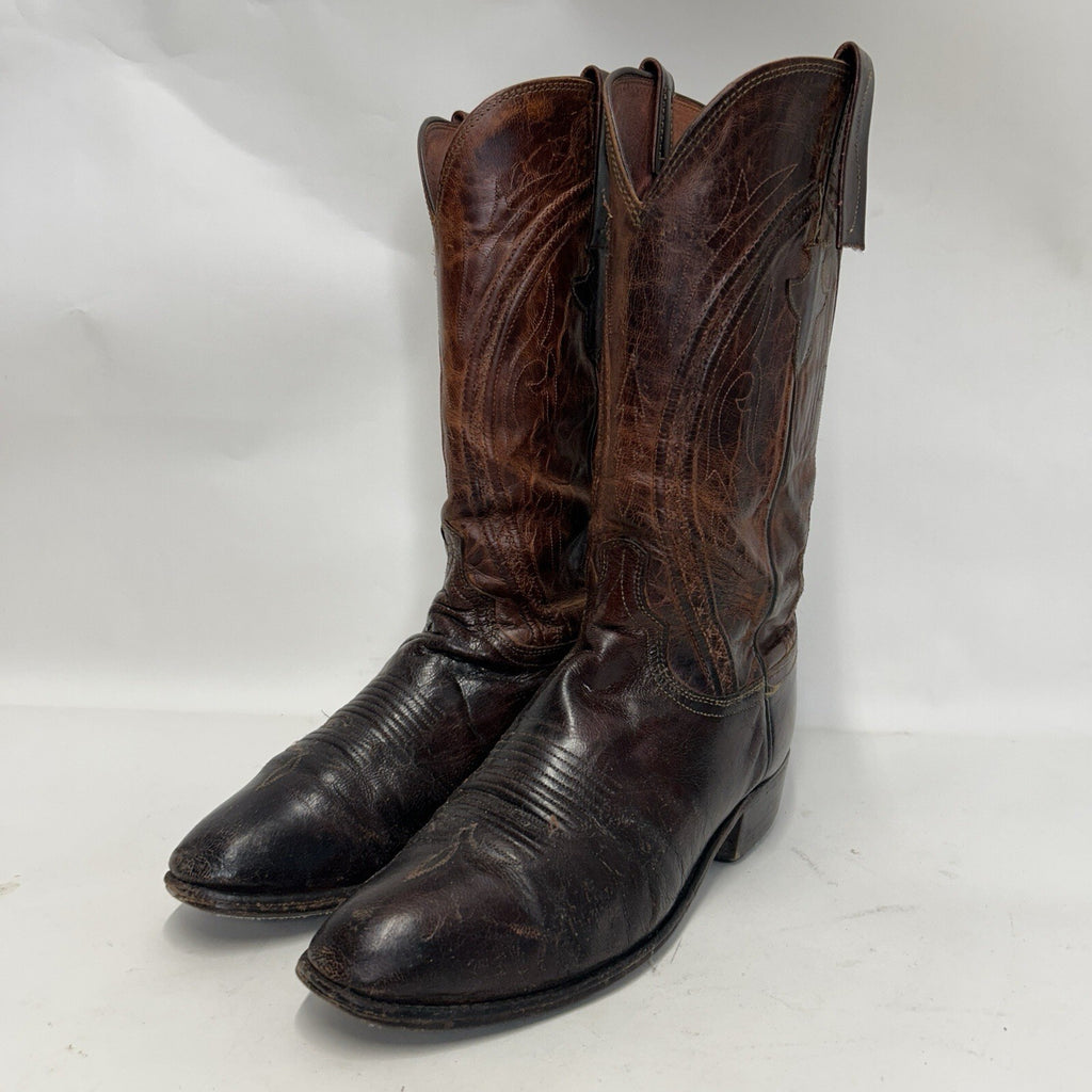 Vintage Lucchese Western Cowboy Boots Goat “Brown” Men’s 8.5EE Needs Repair