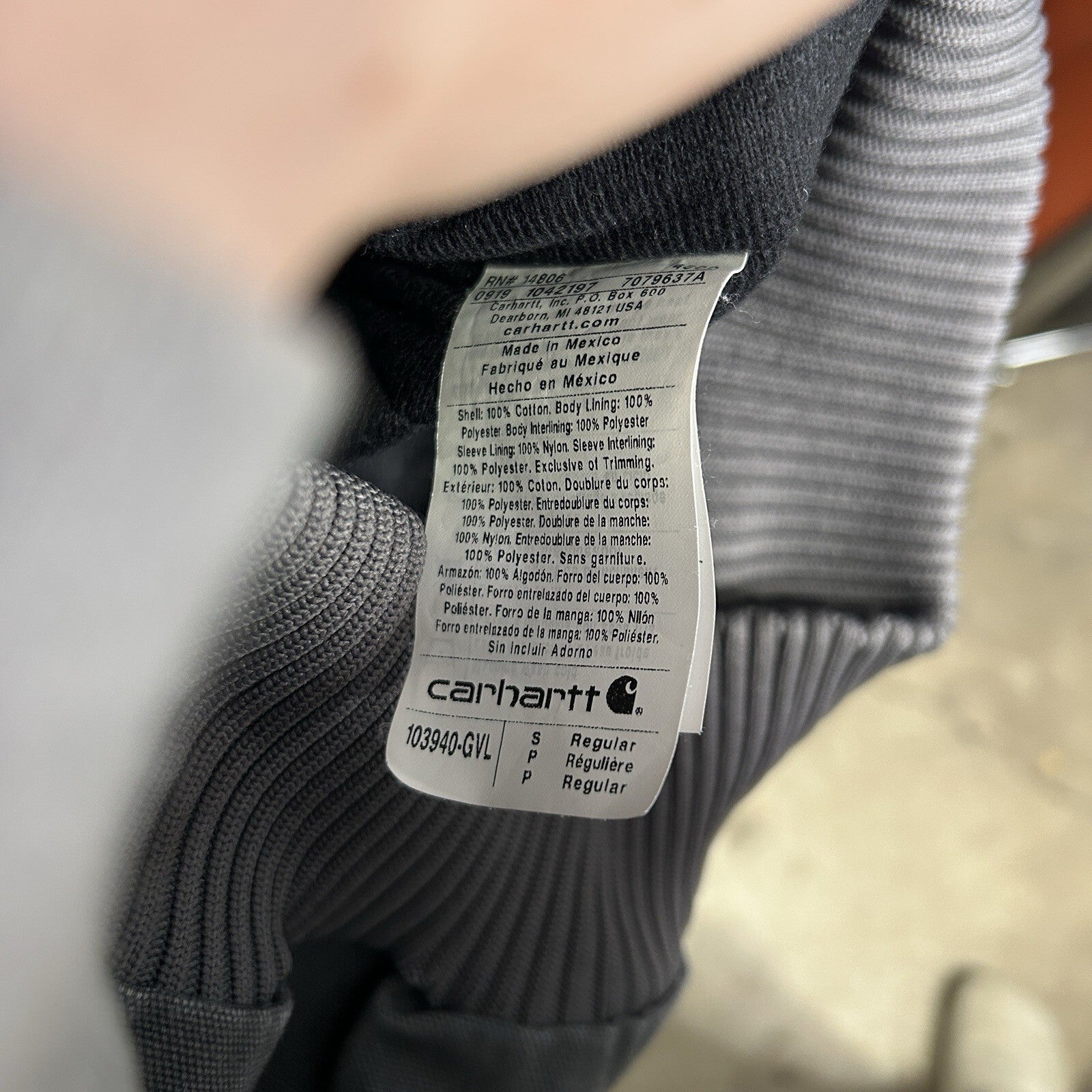 Carhartt Quilted Hooded Active Jacket “Gravel” Google 103940-GVL Men’s Small