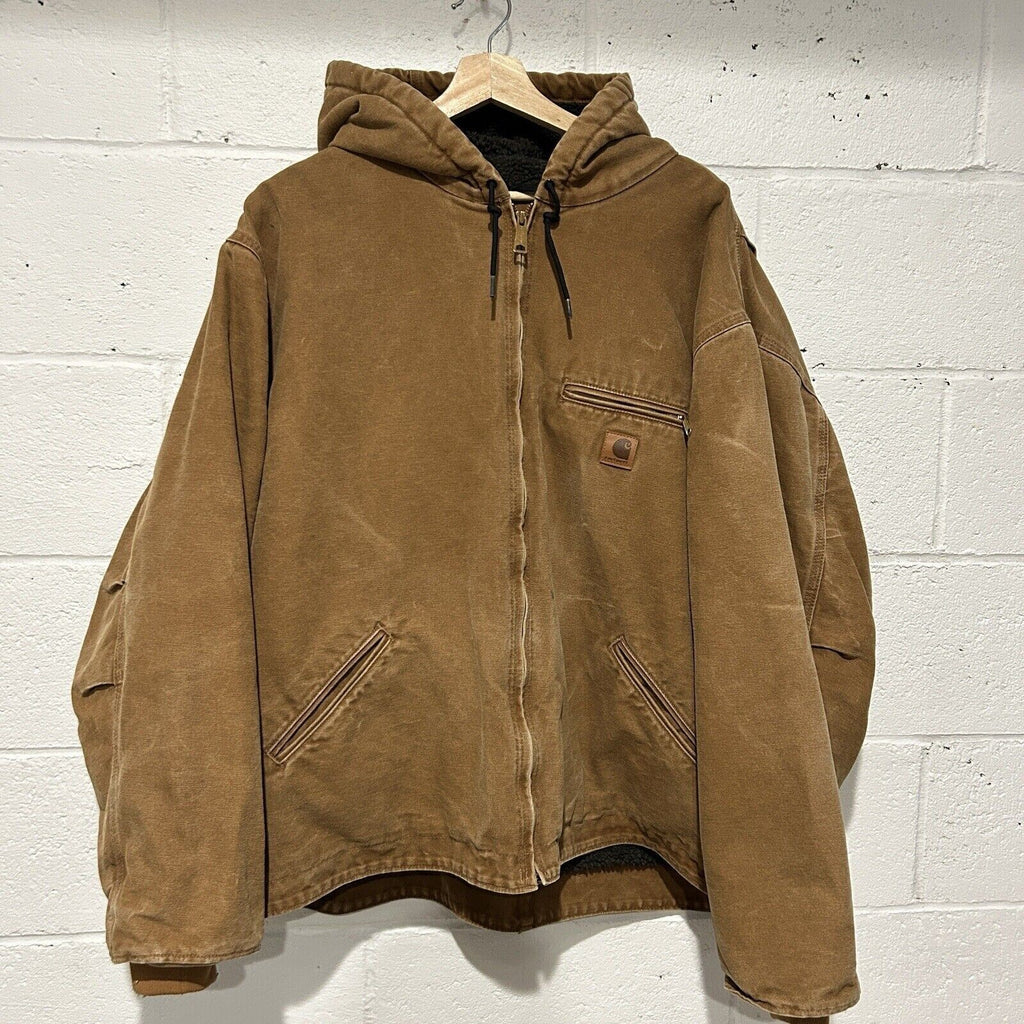 Carhartt Sherpa-Lined Hooded Detroit Jacket "Brown" J141-211