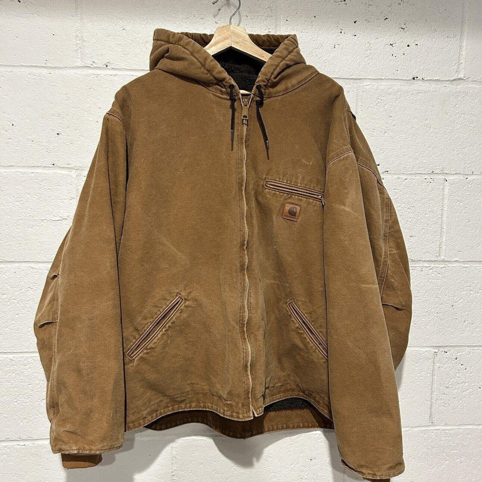 Carhartt Sherpa-Lined Hooded Detroit Jacket "Brown" J141-211