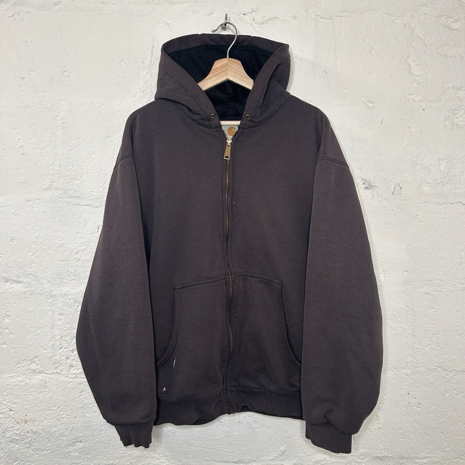 Vintage Faded Carhartt Thermal-Lined Hooded Zip-Up Jacket “Black” J149 Men’s LRG