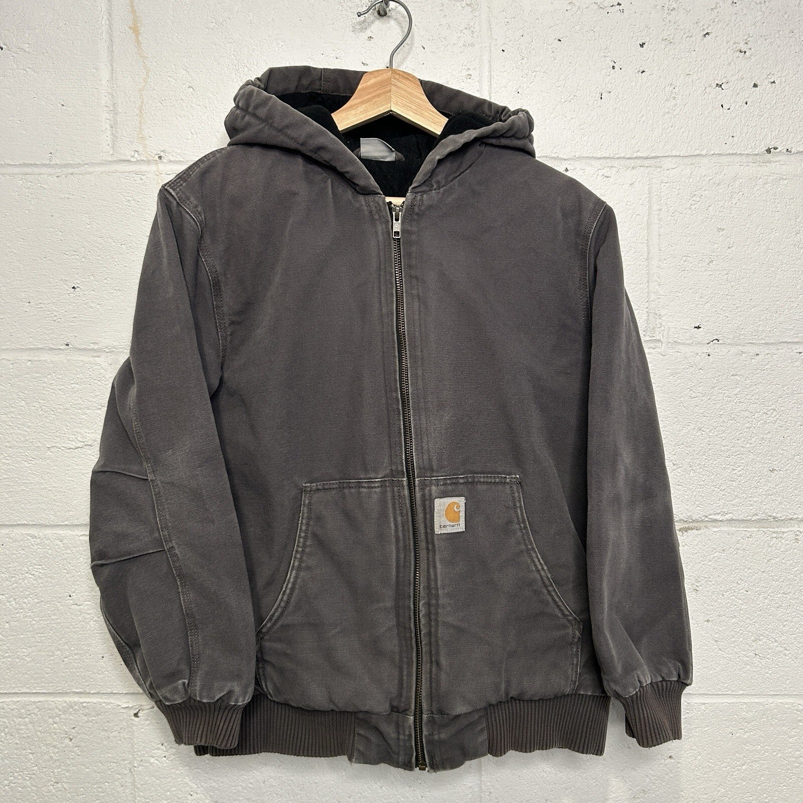 Vintage Carhartt Hooded Active Jacket “Grey” Youth Large/Women’s Extra-Small
