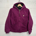 Y2K Carhartt Sherpa-Lined Hooded Detroit Jacket “Plum Purple” Youth L/Women’s XS