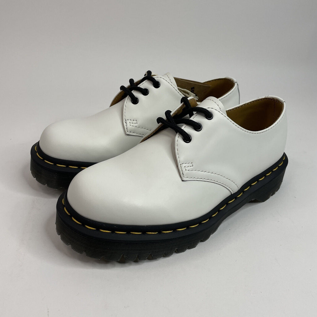 Doc Dr. Martens Smooth White Leather Oxford Platform 26654 Men’s 6 Women’s 7 New