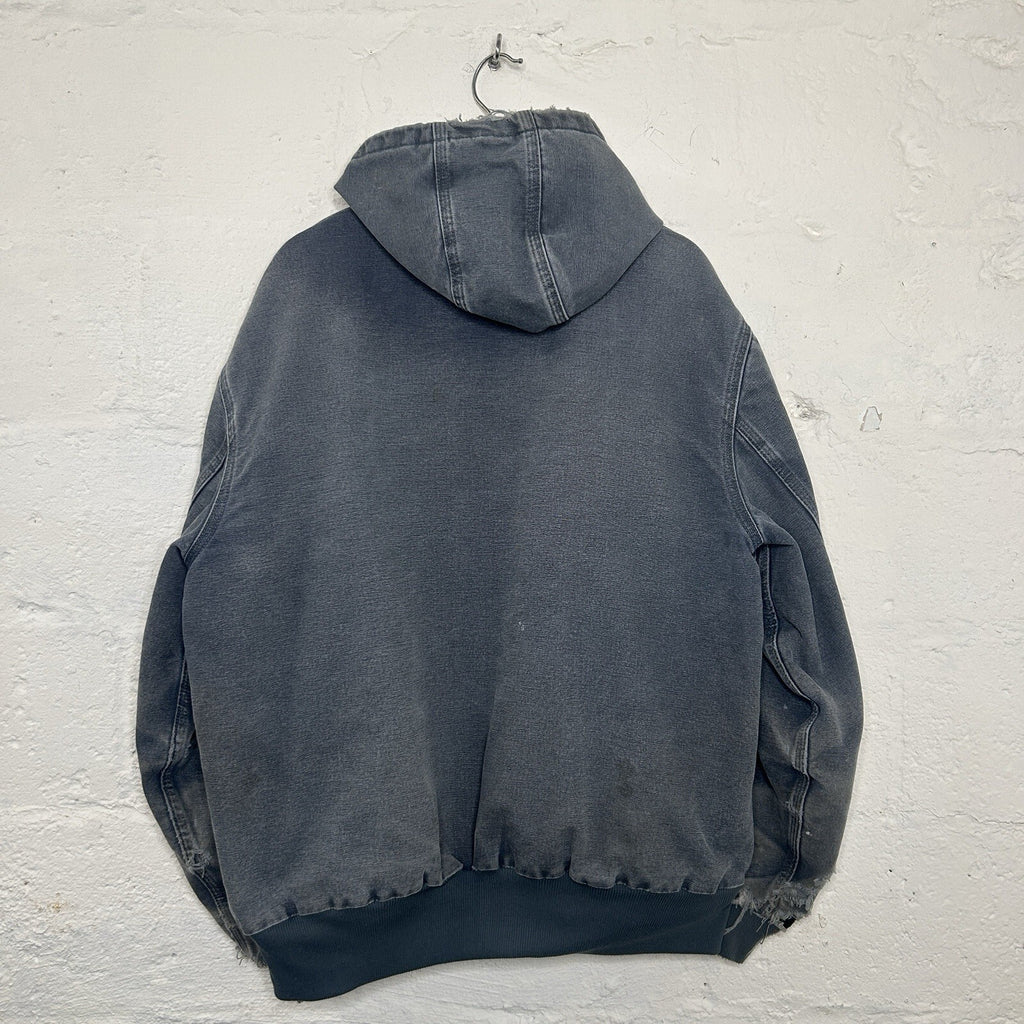 Thrashed Carhartt Quilted Hooded Active Jacket “Storm Blue” J244 STM Men’s XL