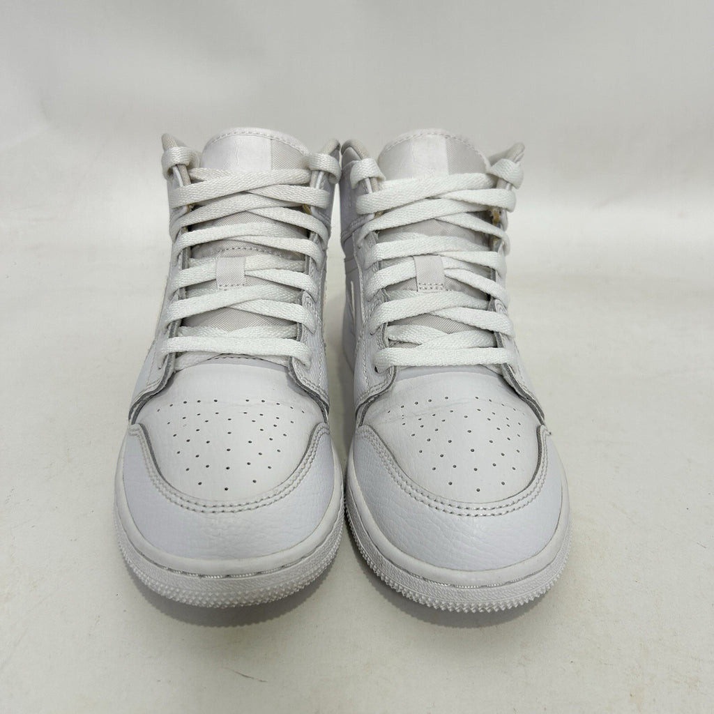 Nike Air Jordan 1 Mid GS “Triple White” 554725-126 5Y/Women’s 6.5 Worn