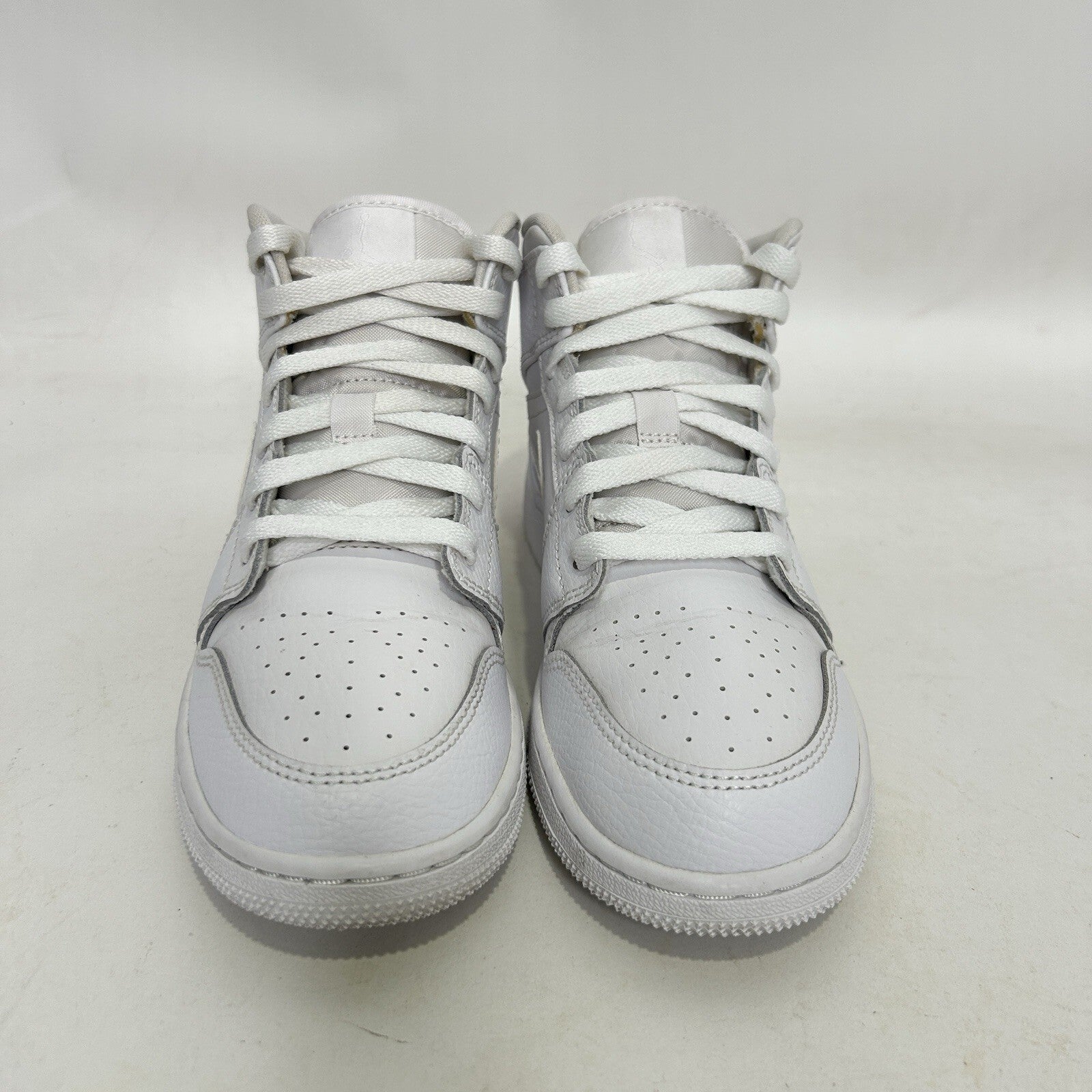 Nike Air Jordan 1 Mid GS “Triple White” 554725-126 5Y/Women’s 6.5 Worn