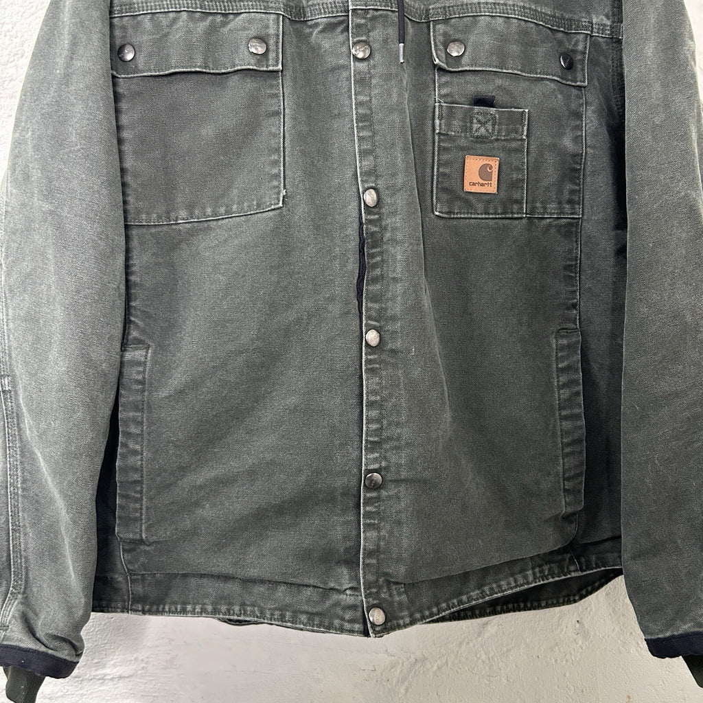 Y2K Carhartt Sandstone Hooded Multi-Pocket Jacket “Moss” J284 MOS Men’s X-Large