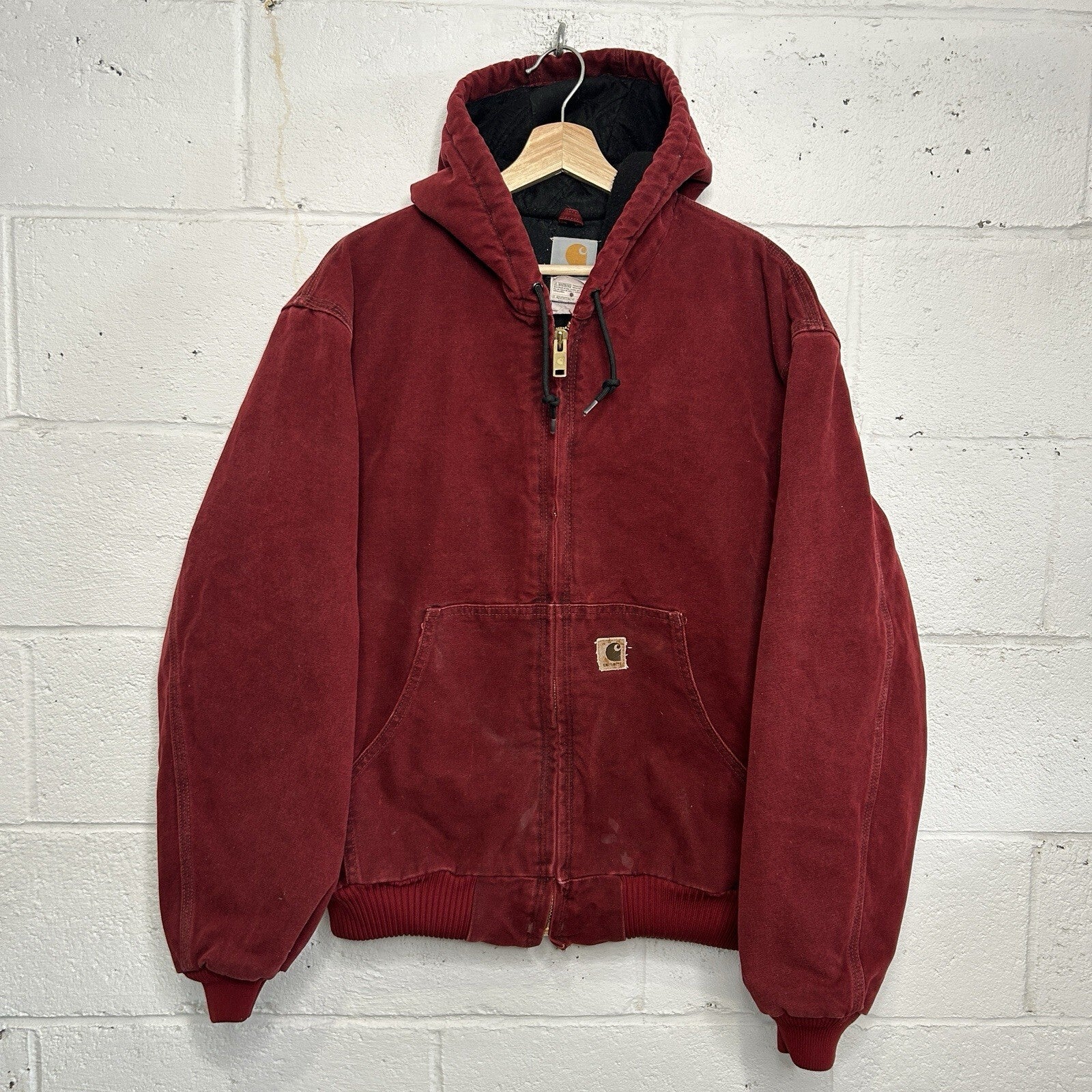 Vintage Carhartt Quilted Hooded Active Jacket “Crimson Red” J130 CRI Men’s Large