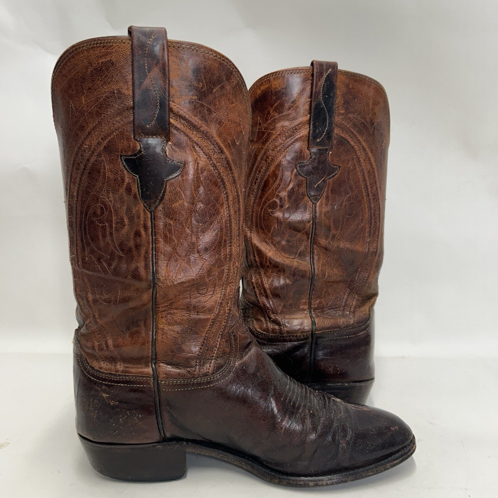 Vintage Lucchese Western Cowboy Boots Goat “Brown” Men’s 8.5EE Needs Repair