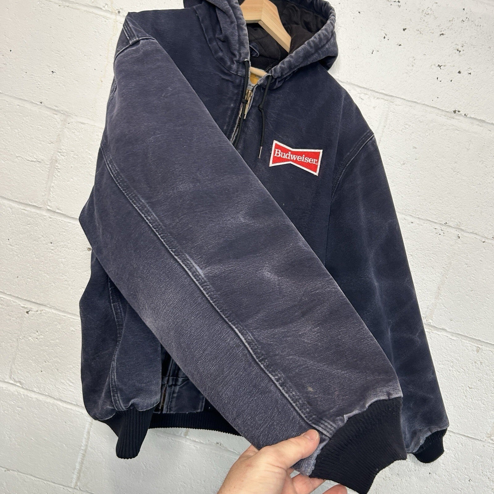 Vintage Carhartt Hooded Active Jacket “Midnight Blue” J130 MDT Men’s Large