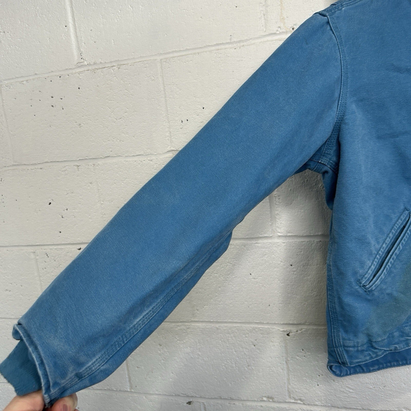 Y2K Carhartt Sherpa-Lined Hooded Detroit Jacket “Blue Topaz” WJ141 431 Women’s S