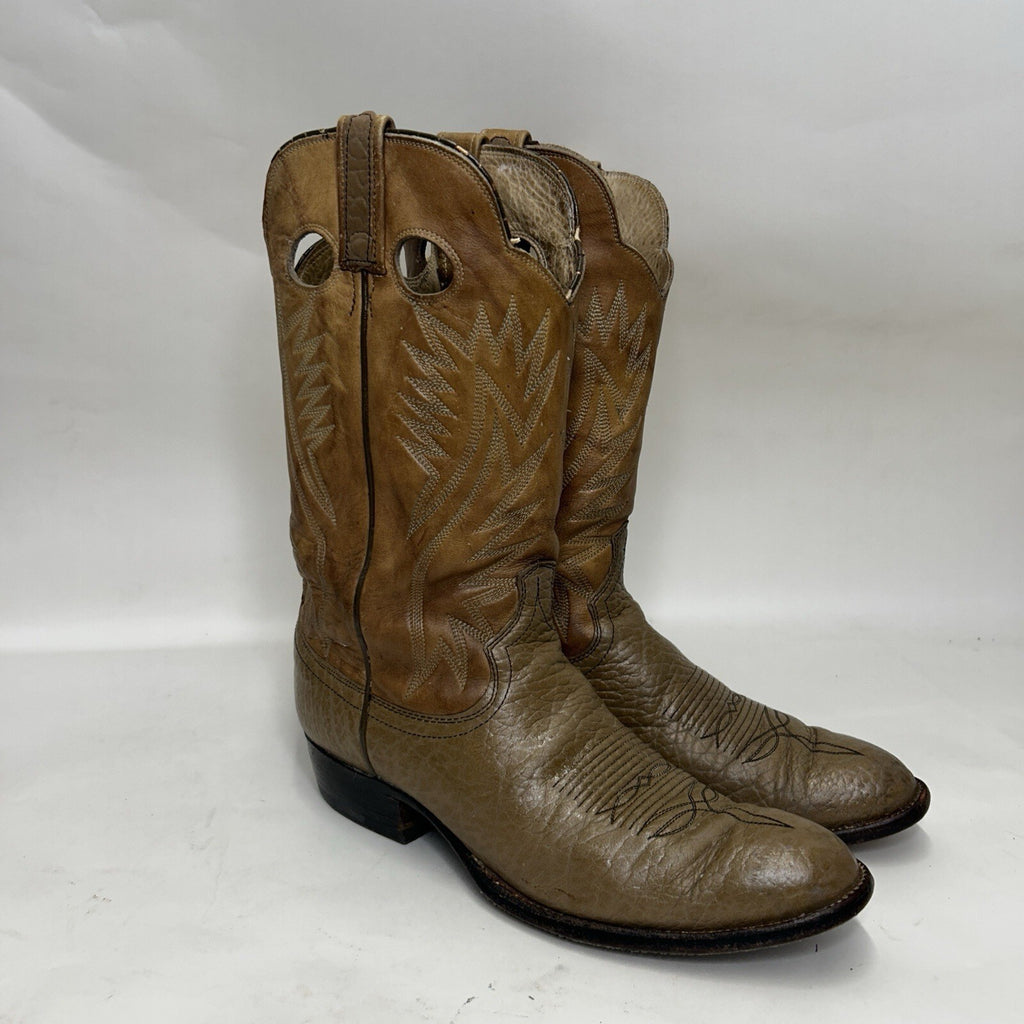 Vintage Dan Post Bullhide Western Cowboy Boots Two-Tone “Tan” Men’s 11D