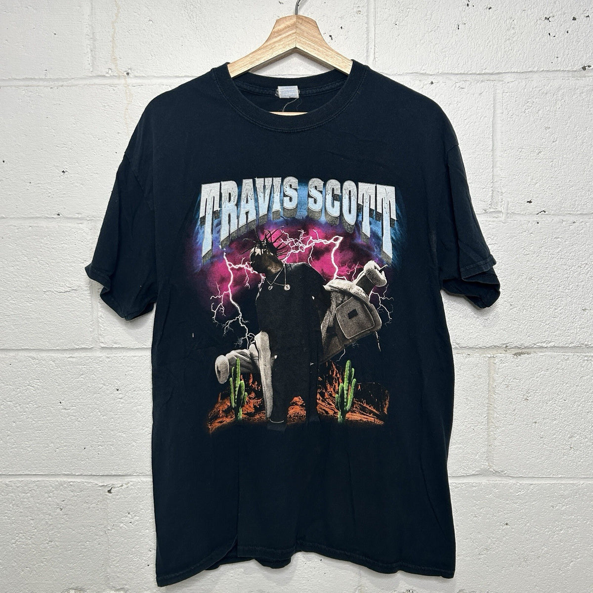 Travis Scott 2015 Rodeo Tour Lightning Tee “Black” Houston Texas Men’s Large