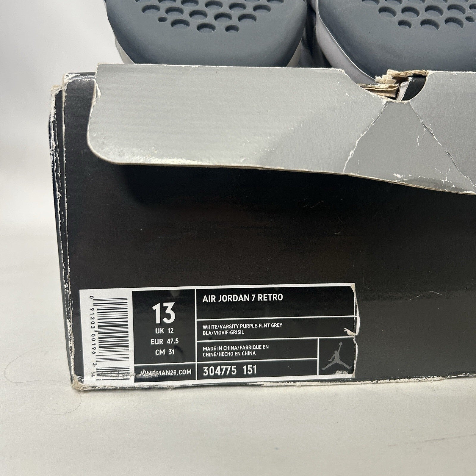 Nike Air Jordan 7 VII Retro “Flint Grey Purple” (2006) 304775-151 Men’s 13 Worn