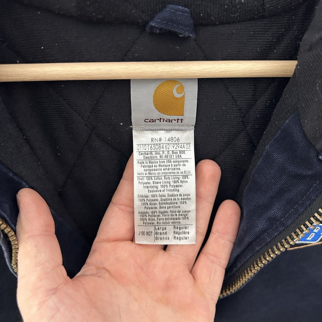 Y2K Carhartt Hooded Active Jacket “Midnight Navy” J130 MDT