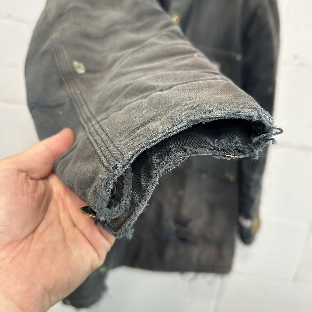 Thrashed Vintage Carhartt Blanket-Lined Chore Coat “Black” C01 BLK Men’s Small