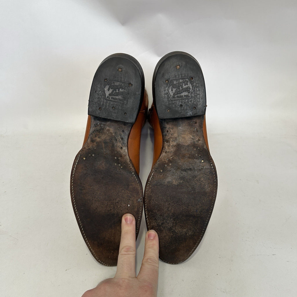 Vintage Western Tony Lama Cowboy Boots “Tan Brown” Men’s 10.5D Black Label