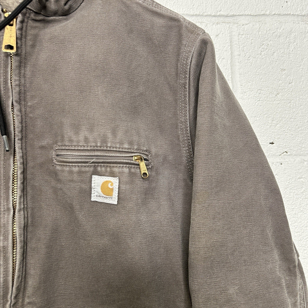 Carhartt Sherpa-Lined Hooded Detroit Jacket “Taupe Grey”
