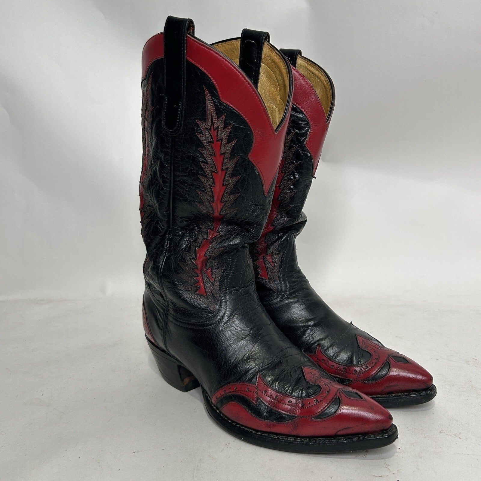 Tony Lama Classic 3866 Firewalker Cowboy Boots “Black Red” Men’s 8EE