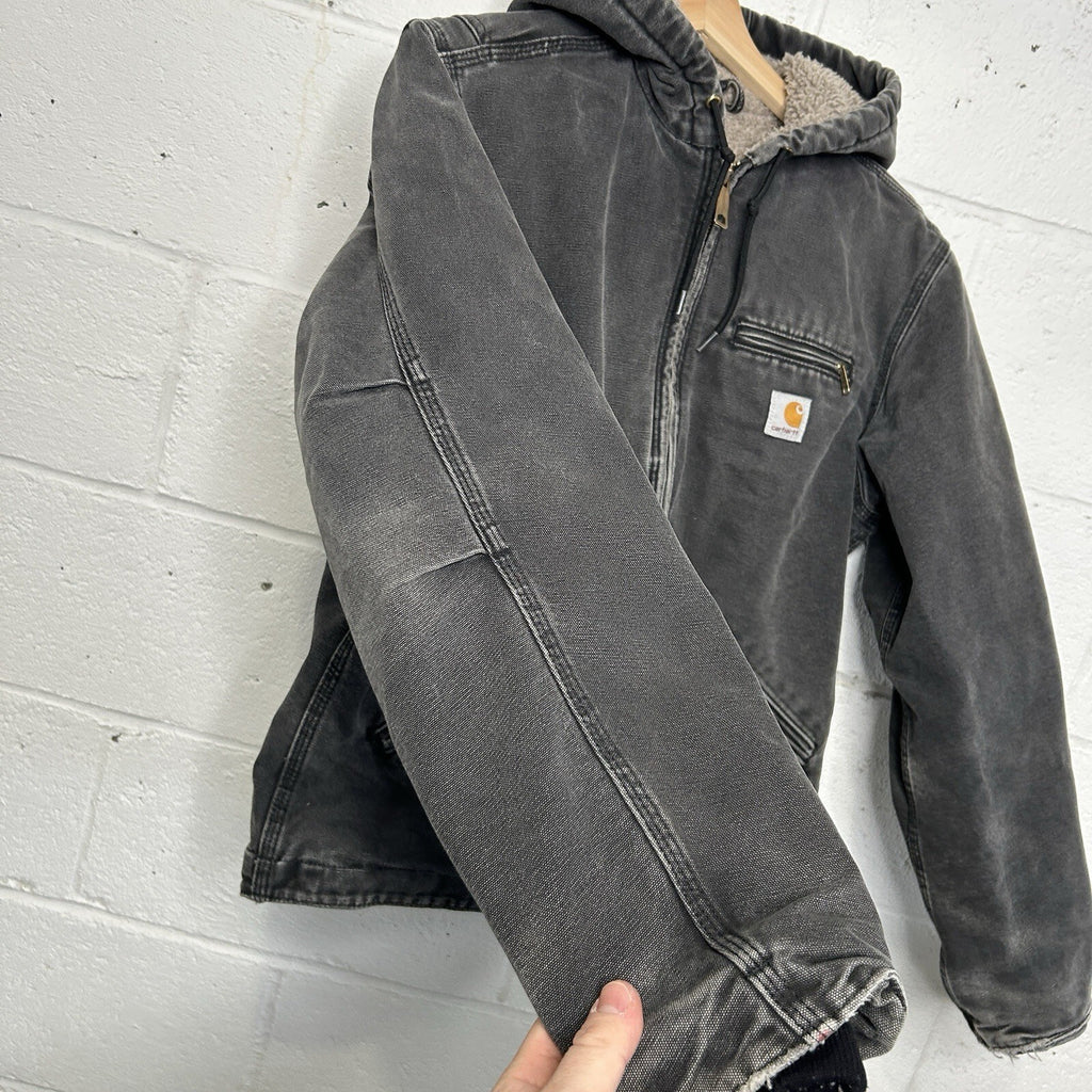 Y2K Carhartt Sherpa-Lined Hooded Detroit Jacket “Black” WJ141 BLK Women’s Medium