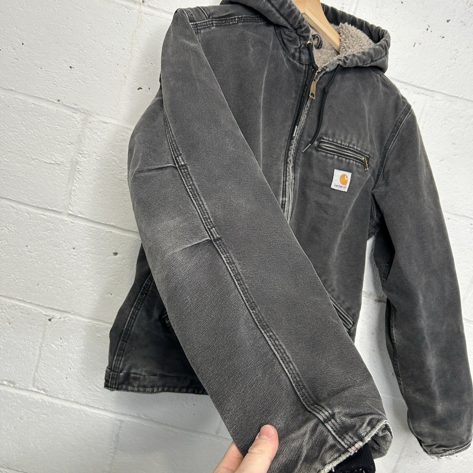 Y2K Carhartt Sherpa-Lined Hooded Detroit Jacket “Black” WJ141 BLK Women’s Medium