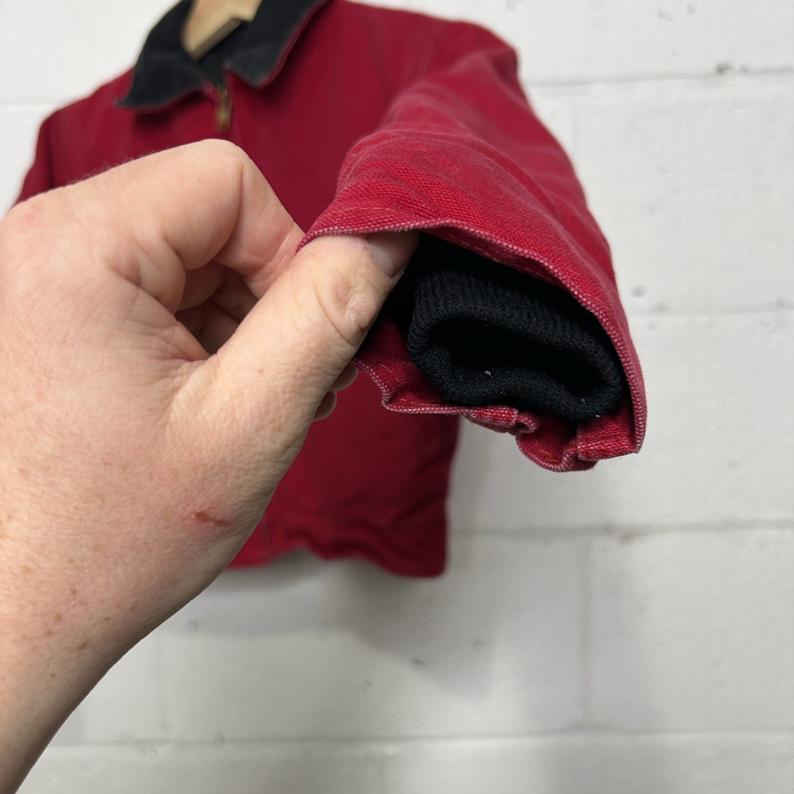 Vintage Carhartt Firm Duck Quilt-Lined Detroit Jacket “Red” JQ600 Youth Medium