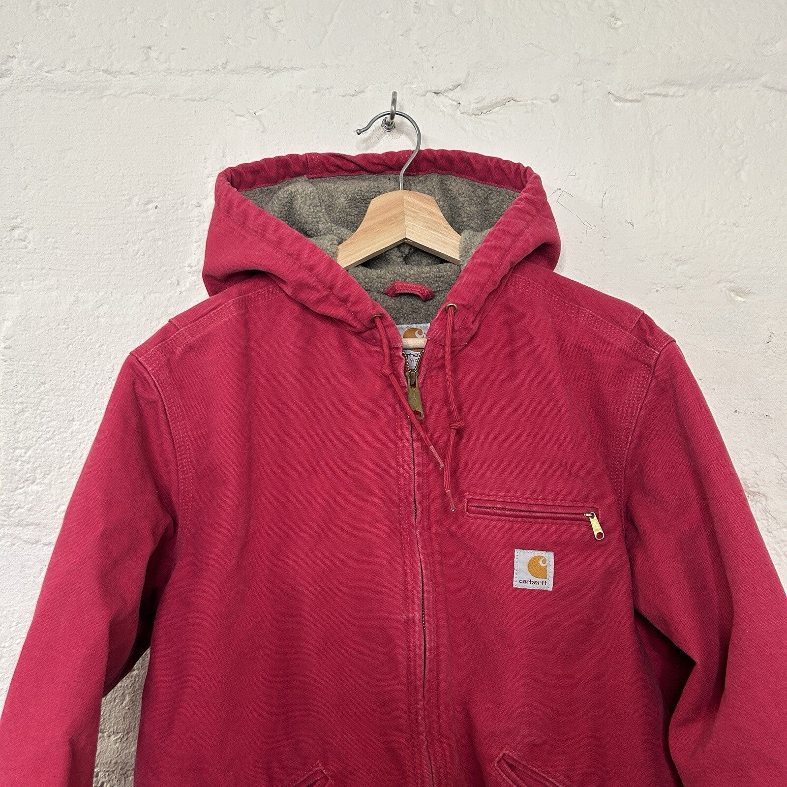 Carhartt Sherpa-Lined Hooded Detroit Jacket “Scarlet Red”WJ141 SCA Women’s Large