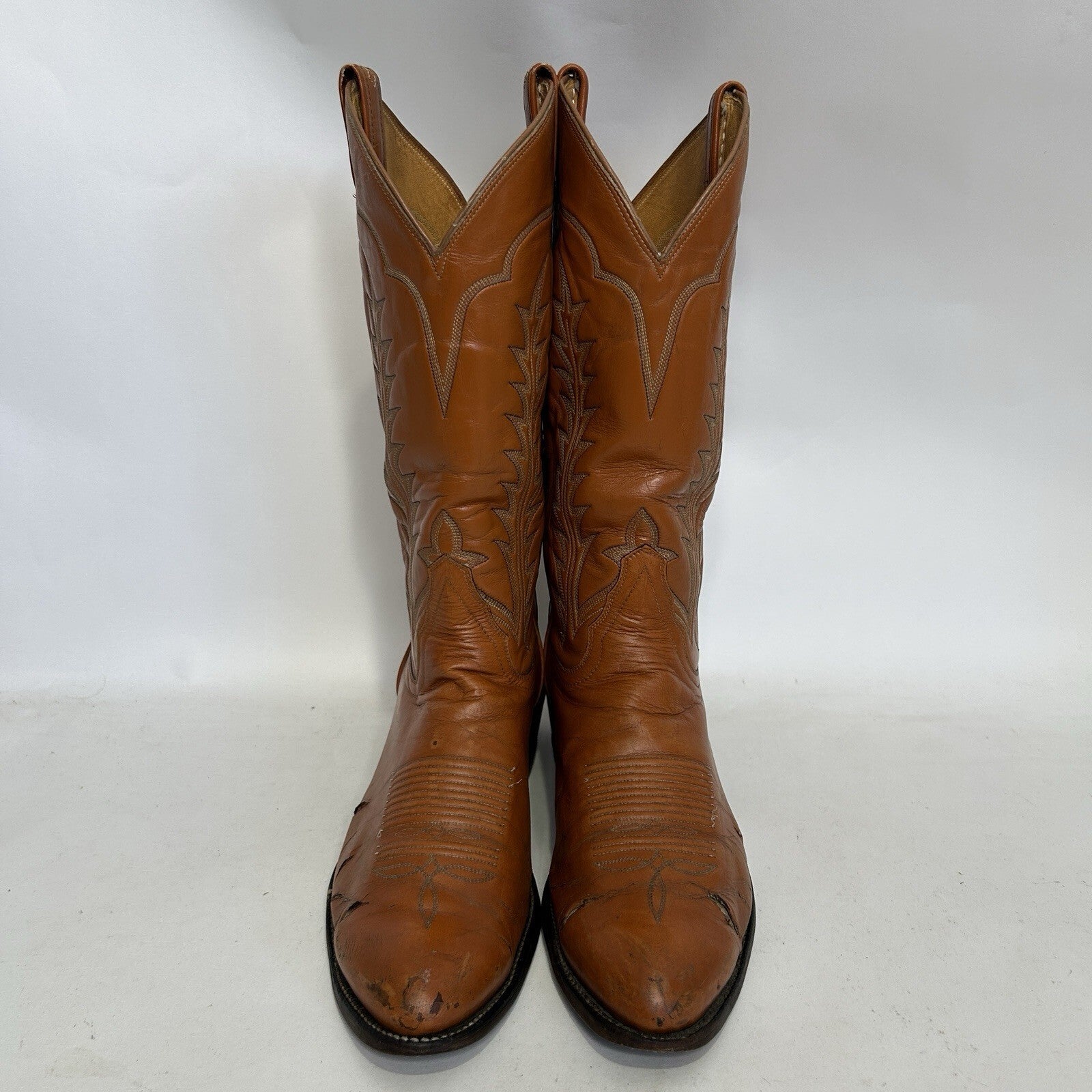 Vintage Western Tony Lama Cowboy Boots “Tan Brown” Men’s 10.5D Black Label