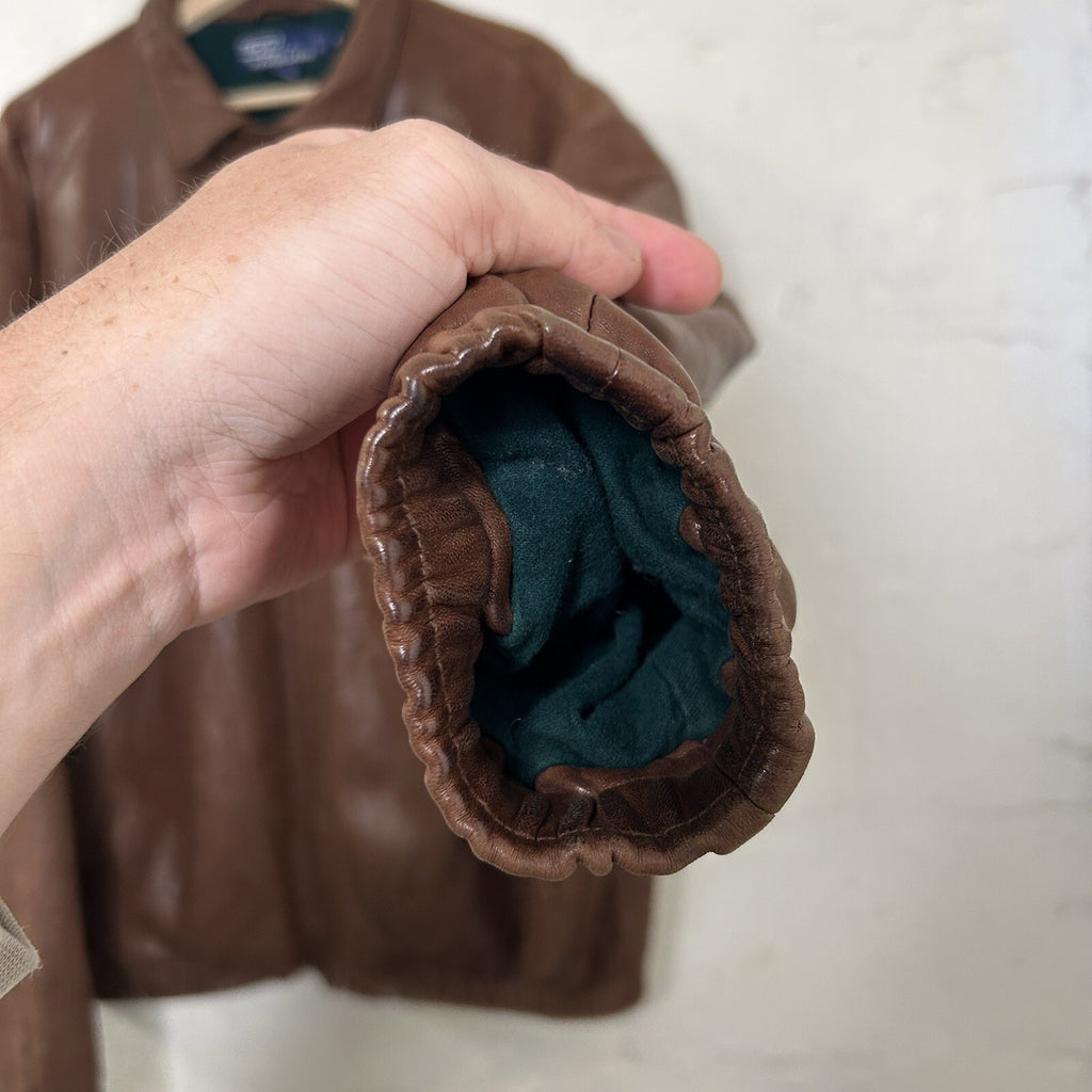 Vintage Polo Ralph Lauren Fleece Leather Harrington Jacket “Brown” Men’s X-Large
