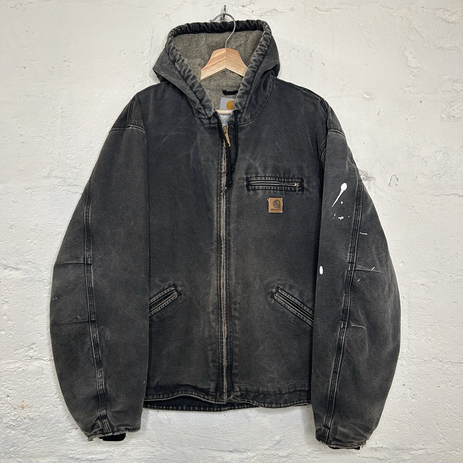Vintage Carhartt Sherpa-Lined Hooded Detroit Jacket “Black” J141 BLK Men’s XL