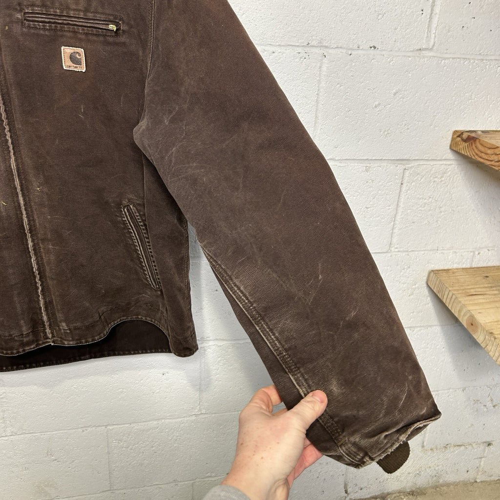Vintage Carhartt Sherpa-Lined Hooded Detroit Jacket “Dark Brown” J141 DKB