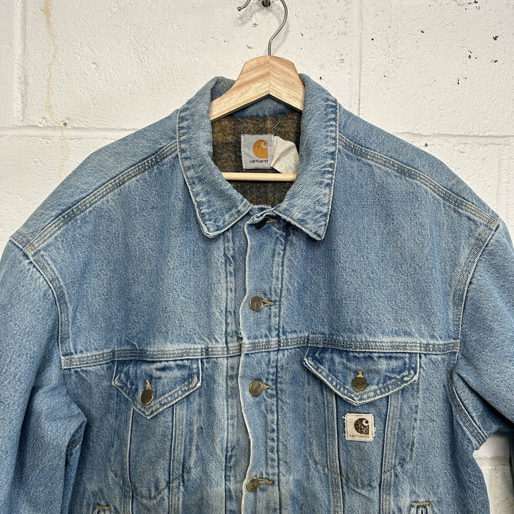 Vintage Carhartt Blanket-Lined Denim Trucker Jacket “Lightwash” JB0908 Men’s L