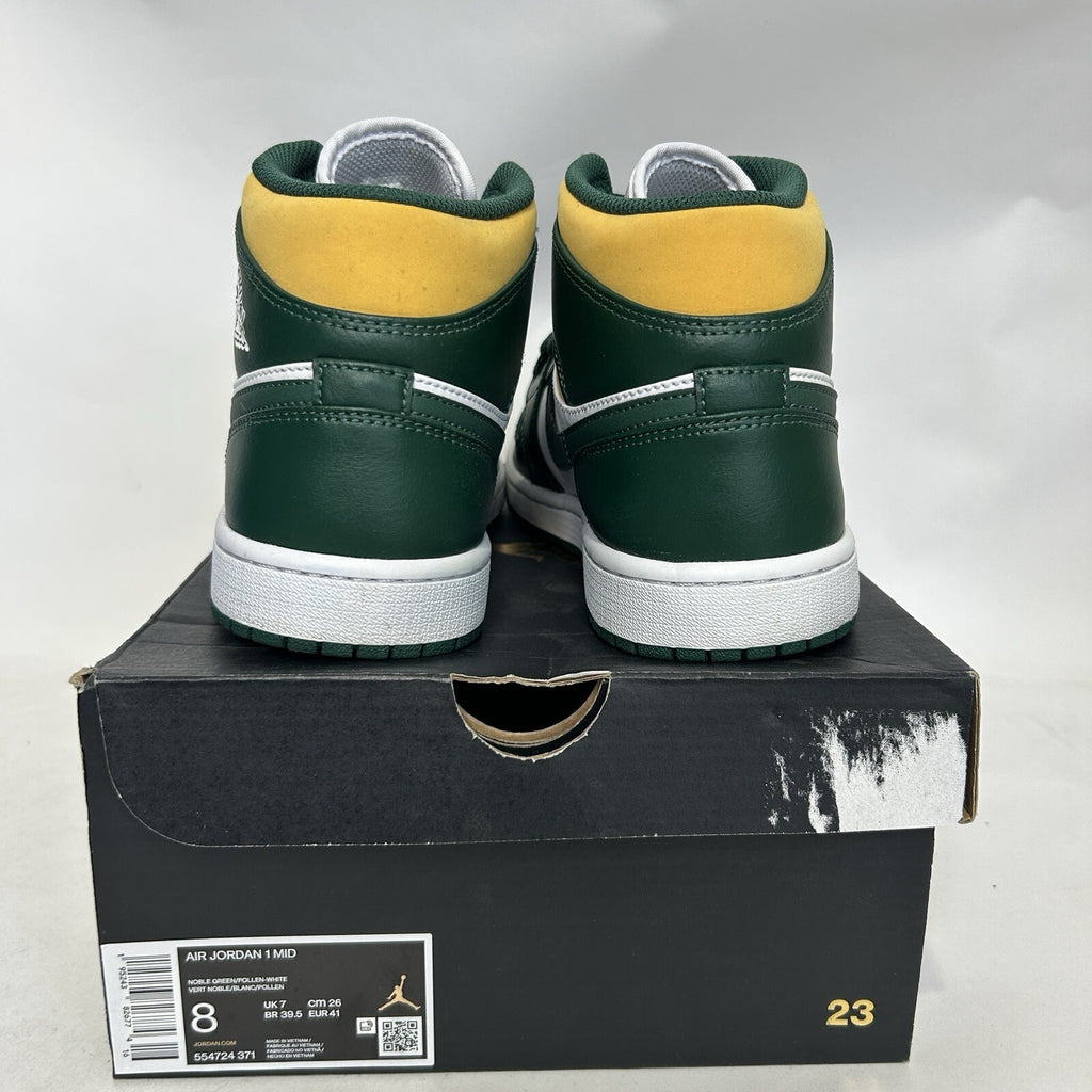 Nike Air Jordan 1 Mid Retro “Sonics/White Green Yellow” 554724-371 Men’s 8 Worn