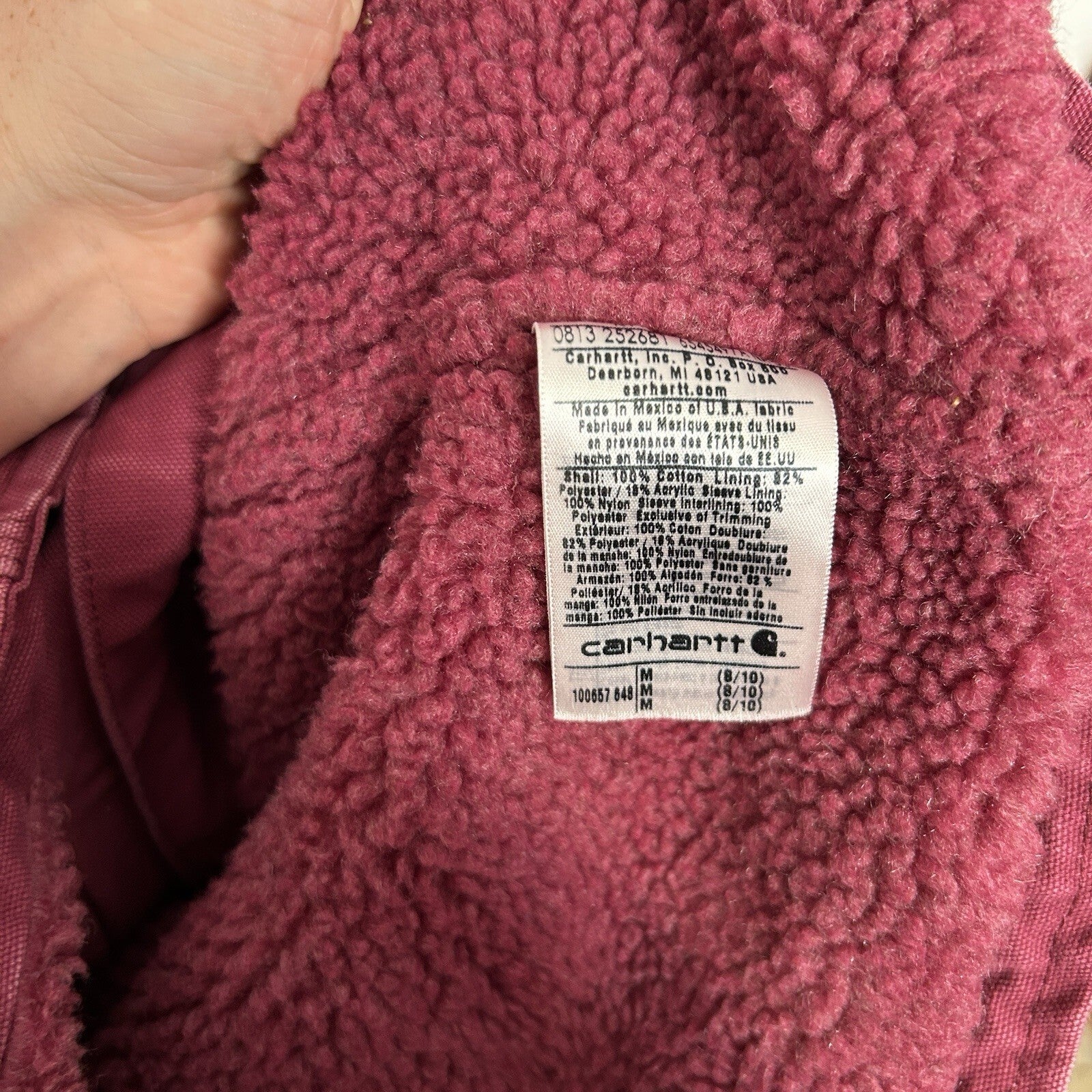 Y2K Carhartt Sherpa-Lined Sandstone Berkley Jacket “Merlot” 100657-648 Women’s M