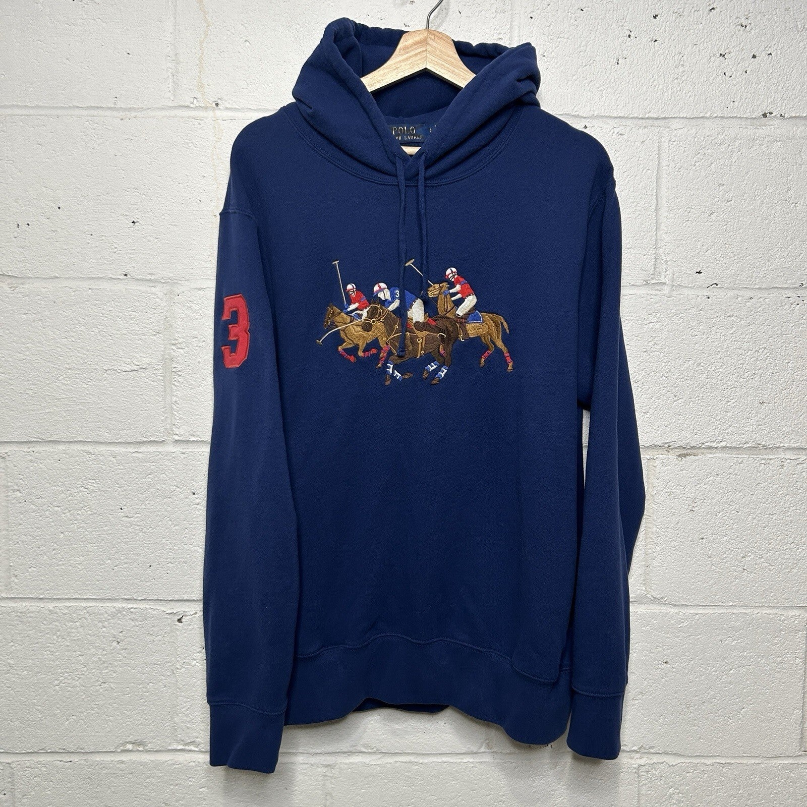 Polo Ralph Lauren Embroidered Triple Pony Pullover Hoodie “Navy” Men’s Large
