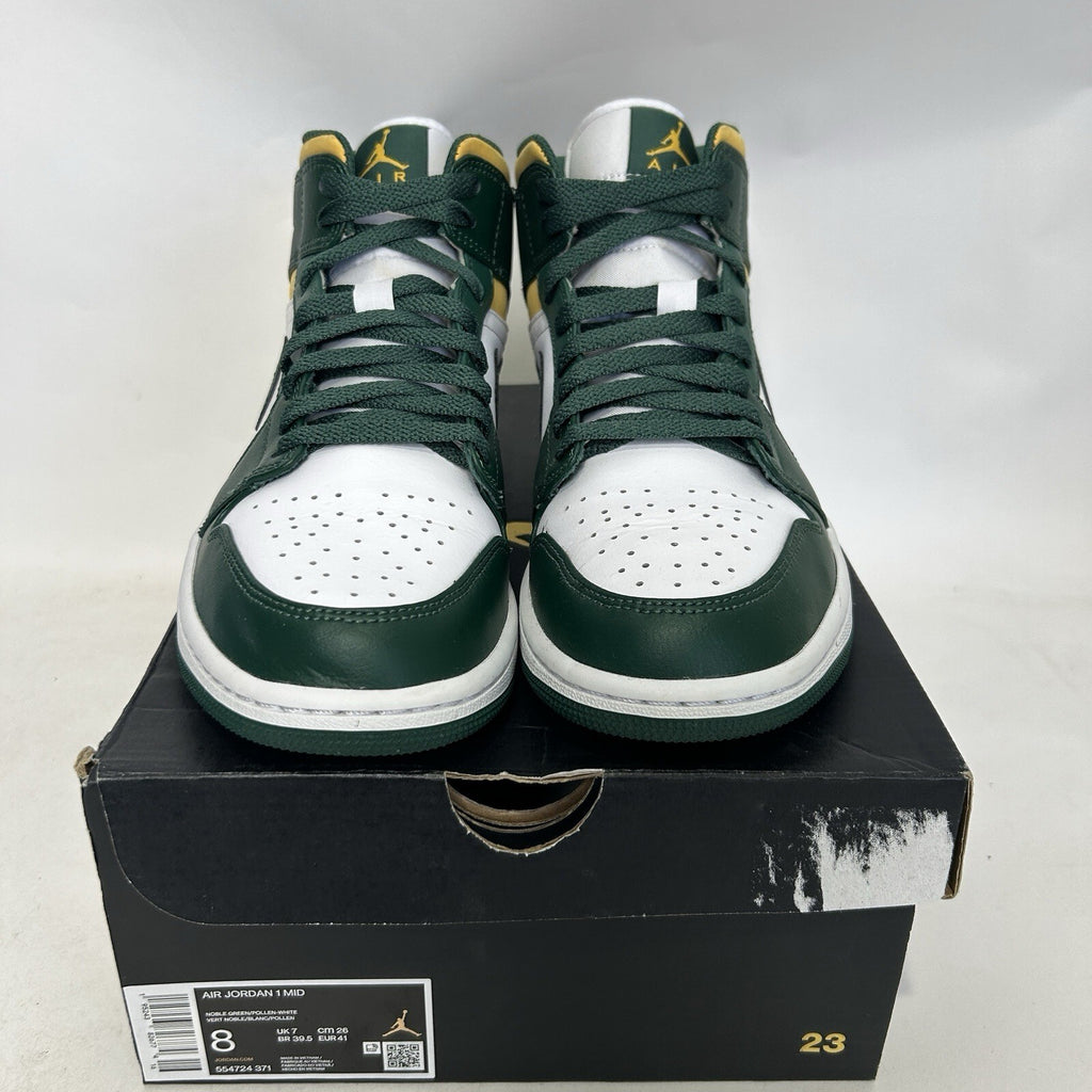 Nike Air Jordan 1 Mid Retro “Sonics/White Green Yellow” 554724-371 Men’s 8 Worn