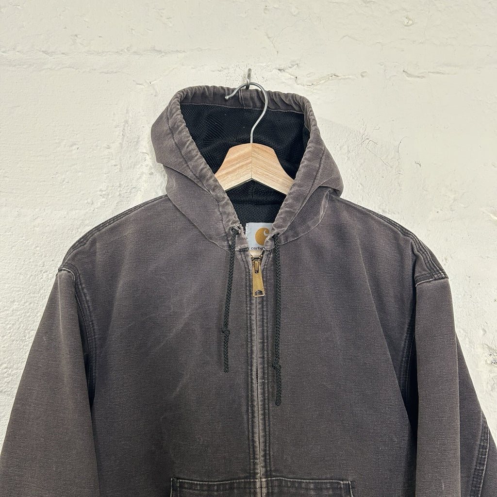 Vintage Faded Carhartt Thermal Hooded Active Jacket “Black” JR105 Men’s Small