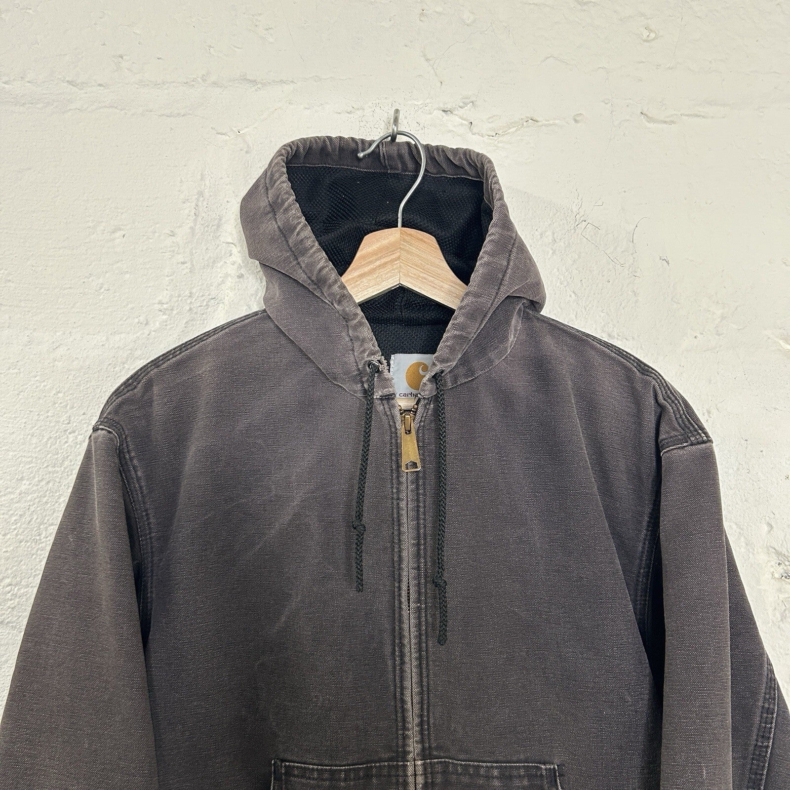 Vintage Faded Carhartt Thermal Hooded Active Jacket “Black” JR105 Men’s Small
