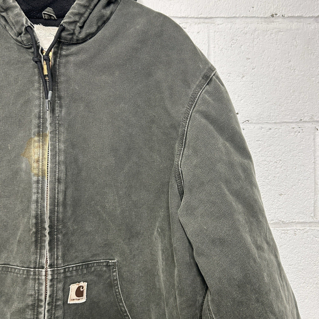 Vintage Carhartt Quilted Hooded Active Jacket “Moss” J130 MOS Men’s X-Large