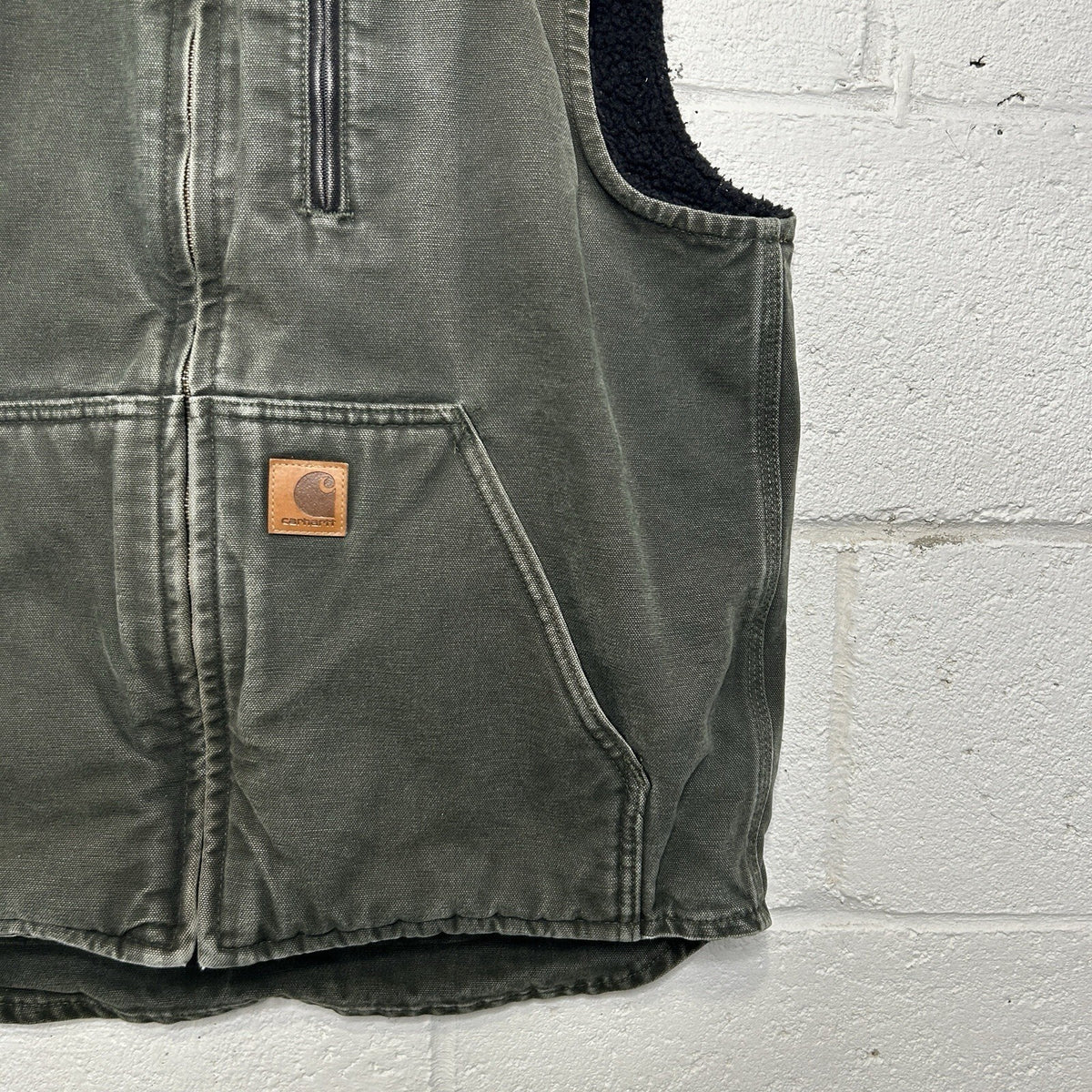 Carhartt Sandstone Sherpa-Lined Mock Neck Vest “Moss Green” V33-355 Men’s Medium