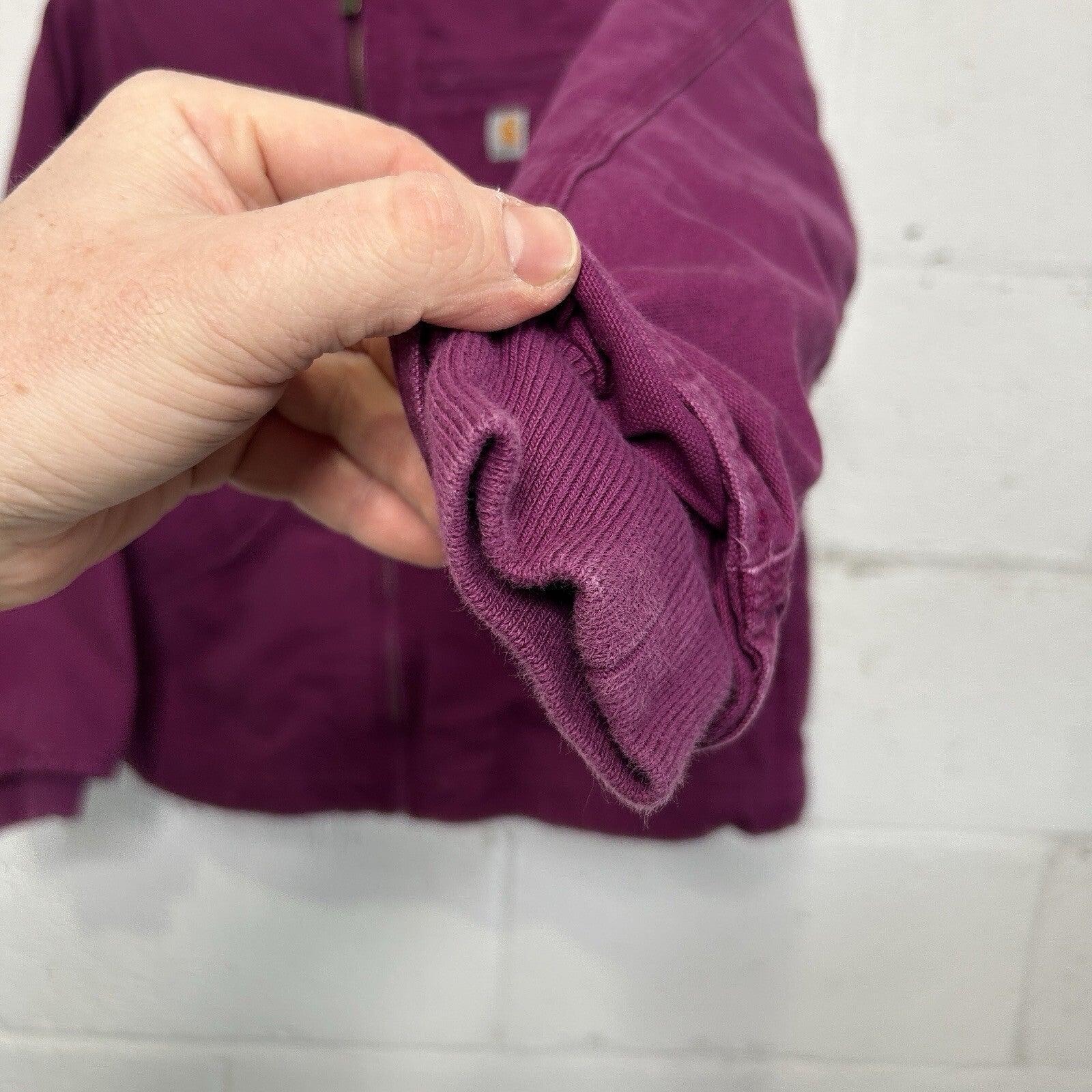 Y2K Carhartt Sherpa-Lined Hooded Detroit Jacket “Plum Purple” Youth L/Women’s XS