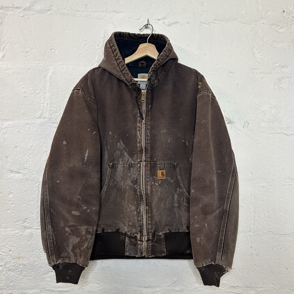 Vintage Faded Carhartt Hooded Active Jacket “Dark Brown” J130 DKB Men’s Large