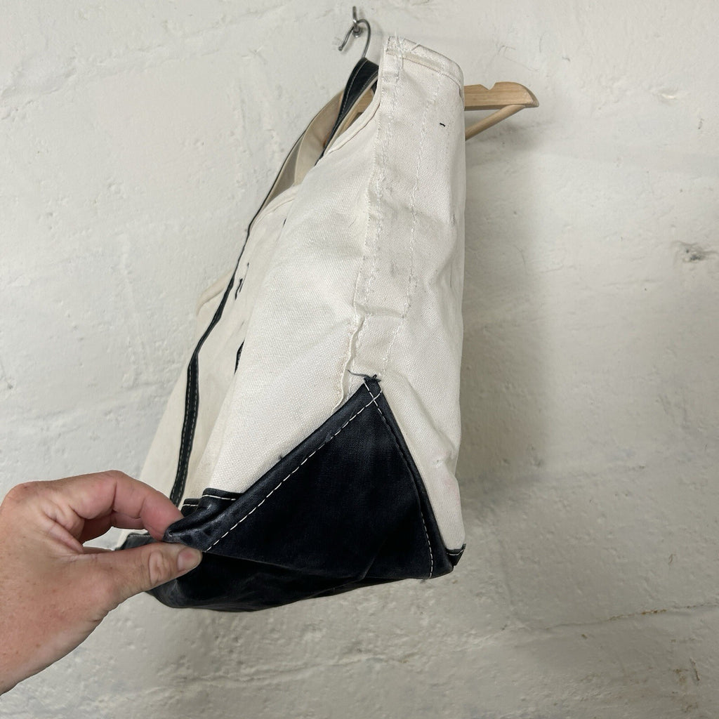 Vintage 90s LL Bean Boat and Tote Canvas Large Short Handle “Black White” CA, LA